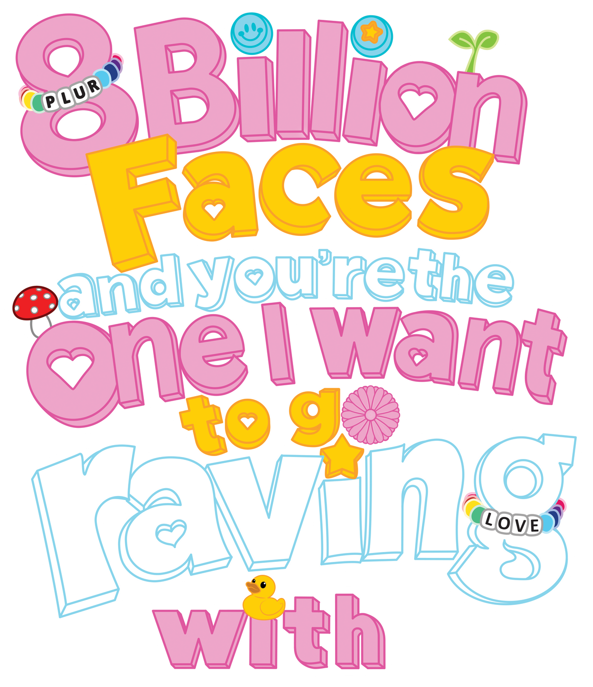 8 Billion Faces Rave Sticker Sheet